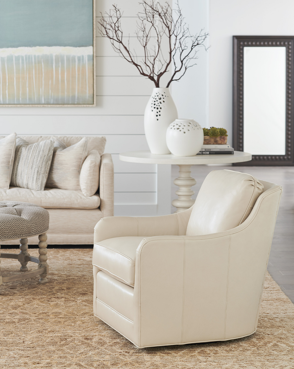 Glenhaven Leather Swivel Chair