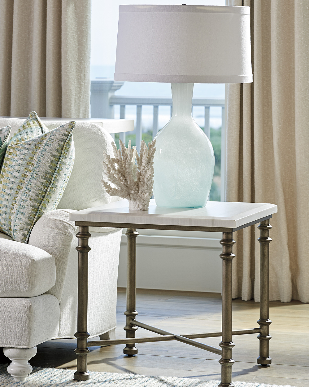 Flagler Square Marble Top End Table
