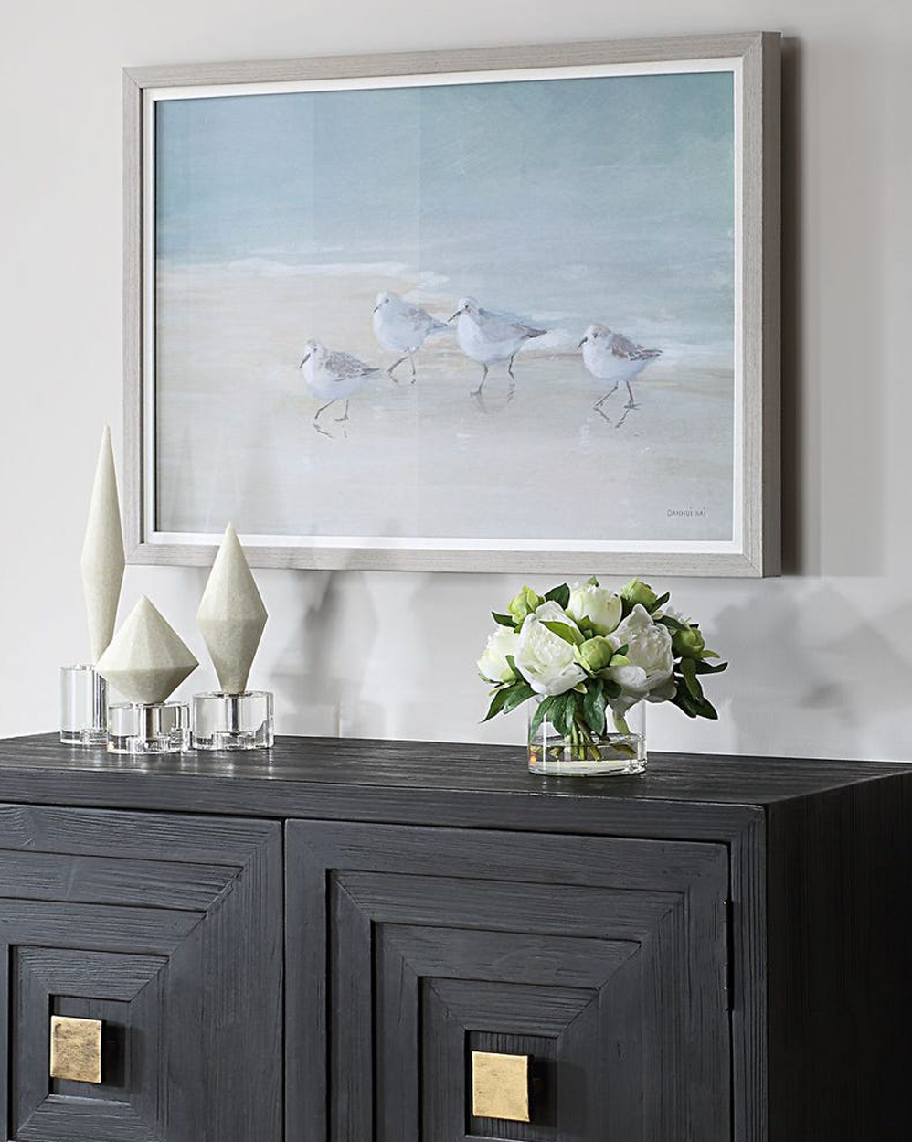 Tranquil Shorebirds on the Sand Framed Print